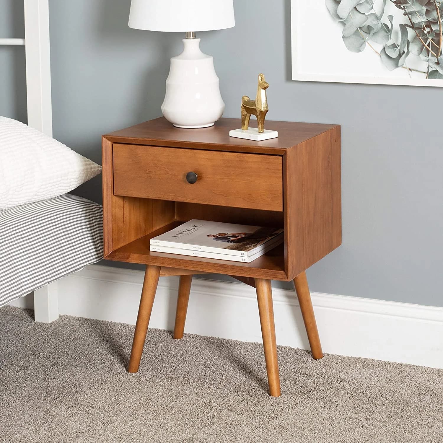 Walker Edison Mid Century Modern Wood Nightstand